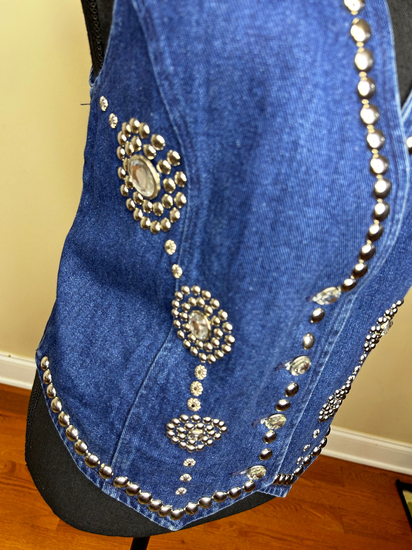Vintage Apache Studded and Bejeweled Denim Vest