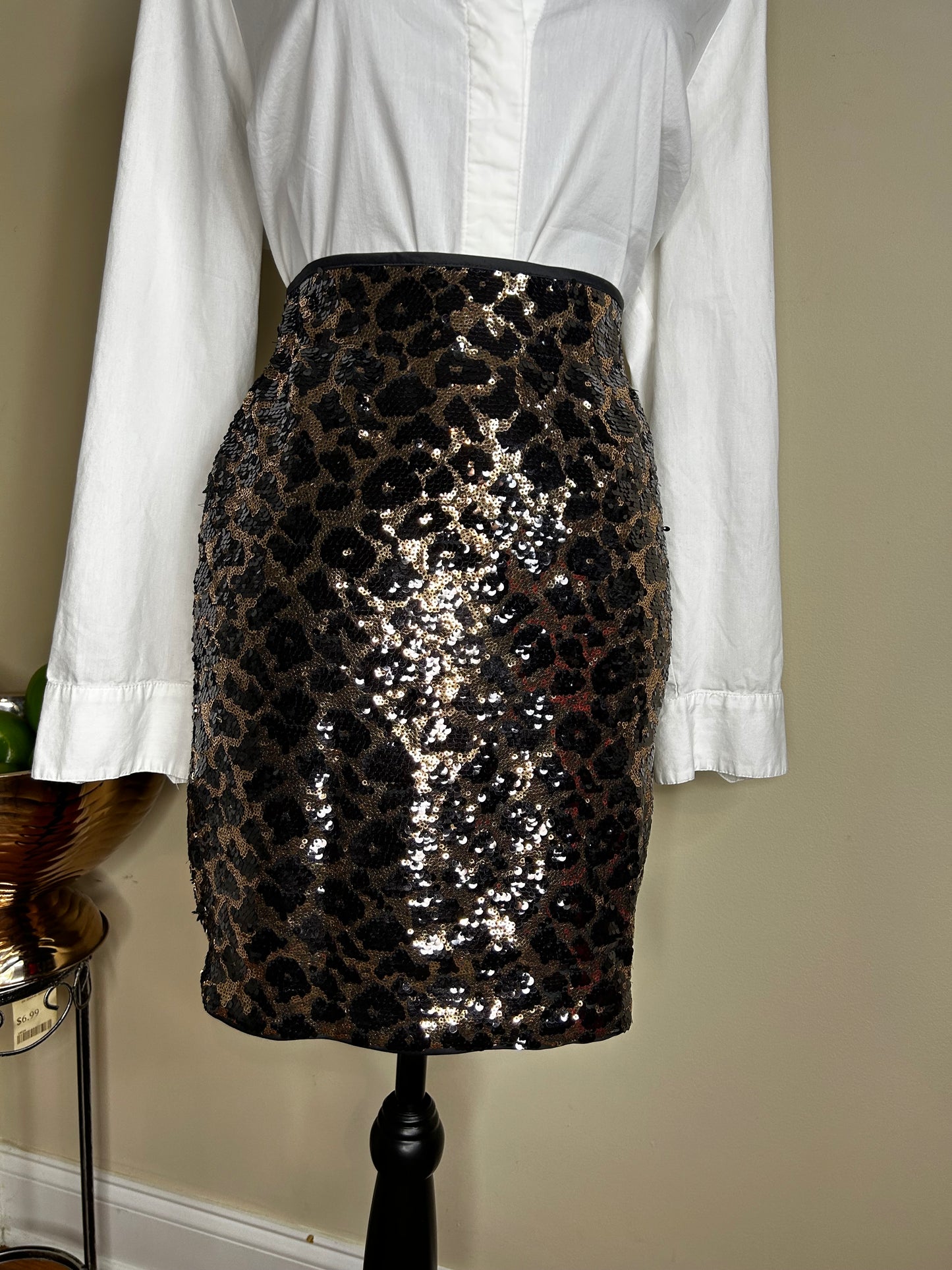 Cache Animal Print Sequin Skirt NWT