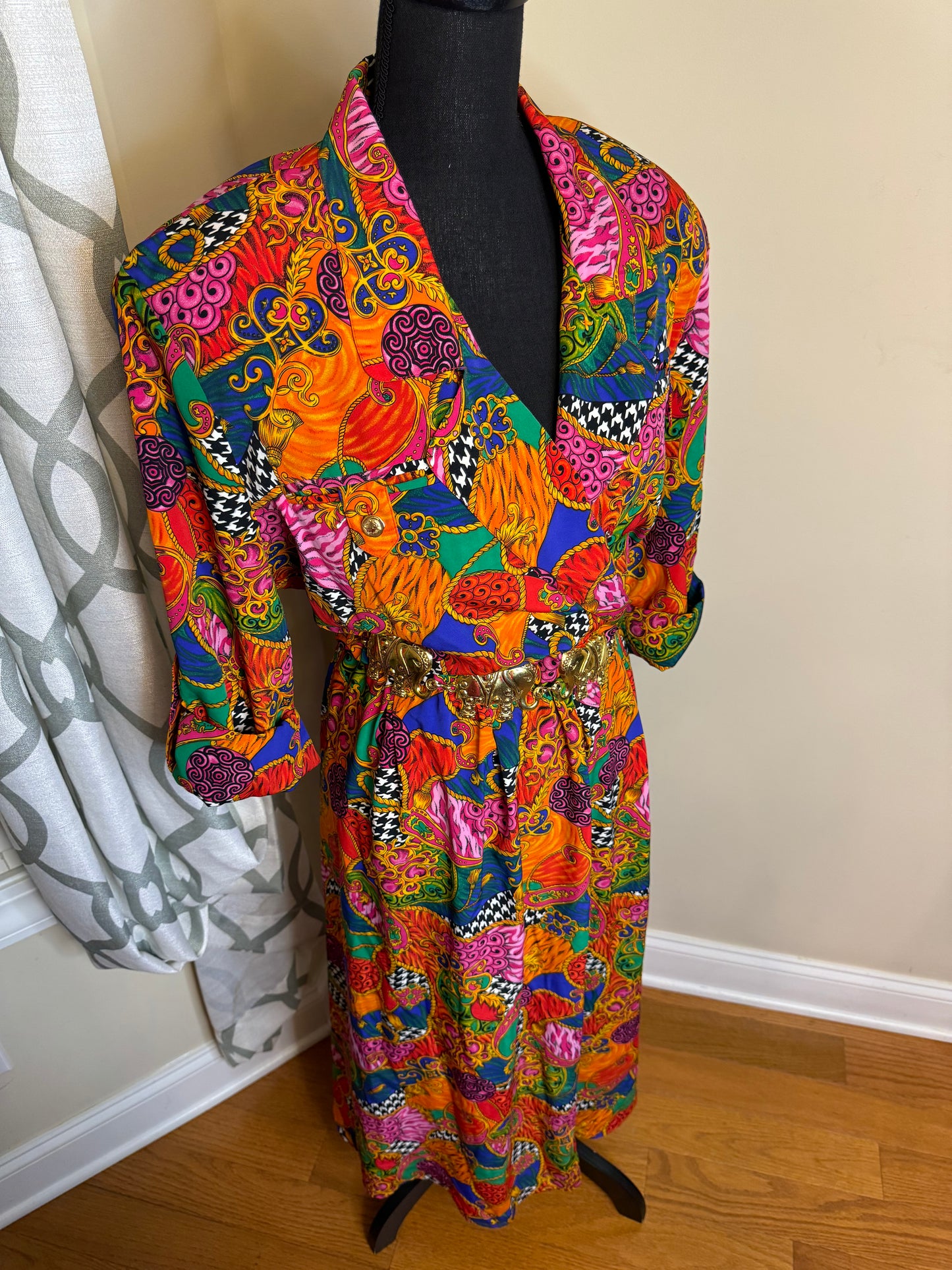 MS CHAUS Abstract Print Vtg Dress
