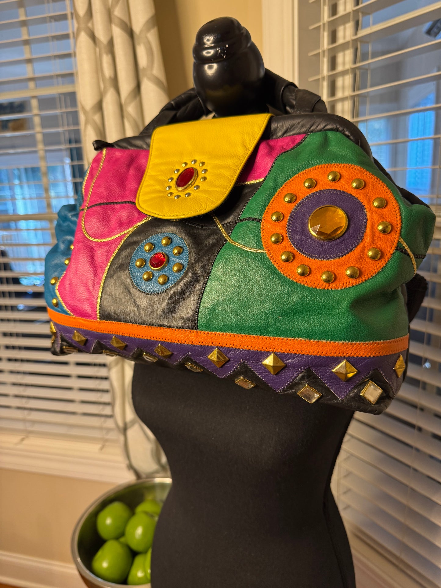 Vtg Bejeweled Color block Purse (No Strap)