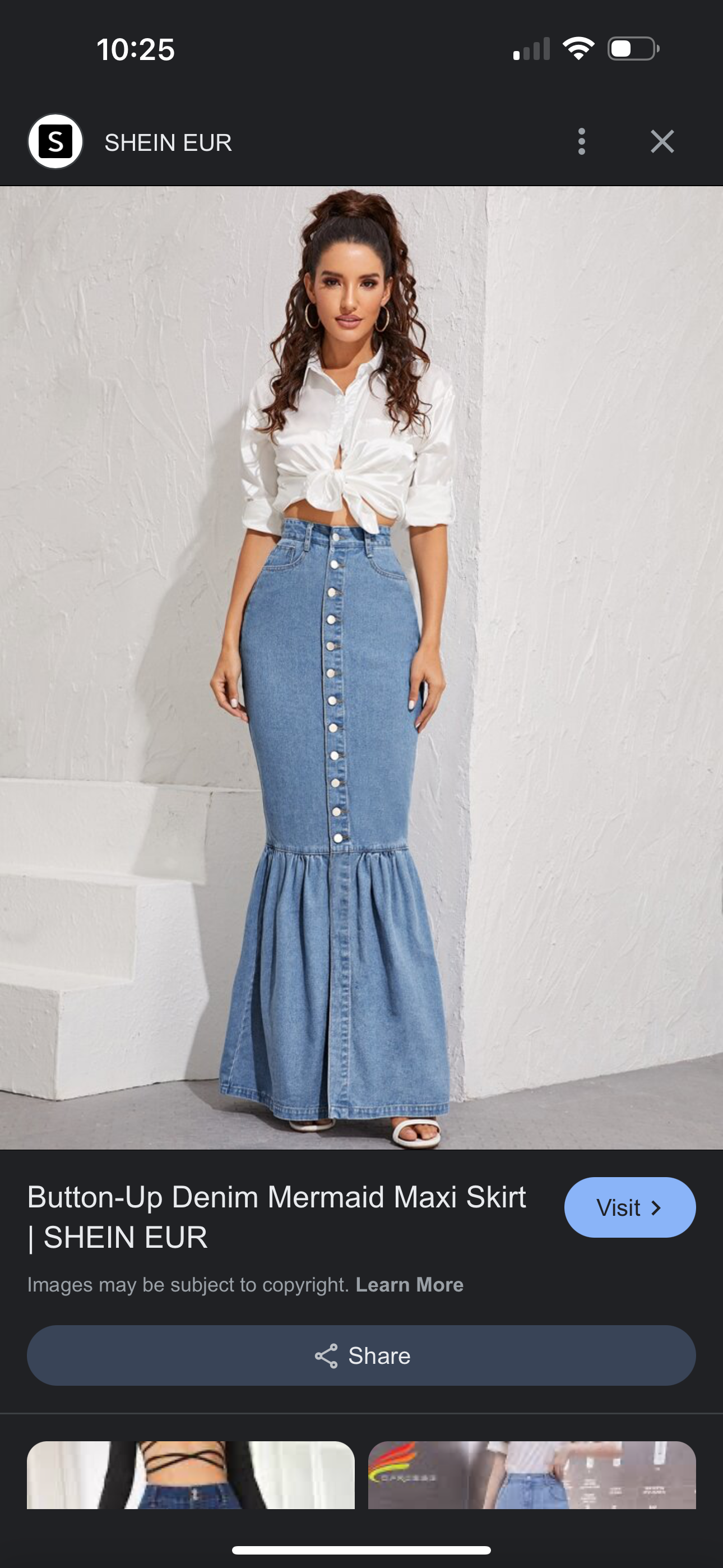 Shein Brand Button-Up Denim Mermaid Maxi Skirt