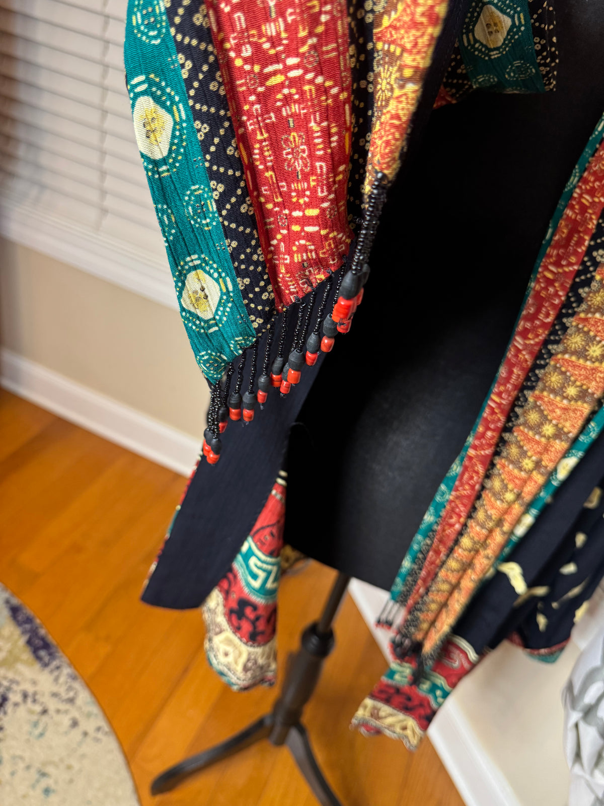 Carol Little Vintage Open Duster with Beaded Accents
