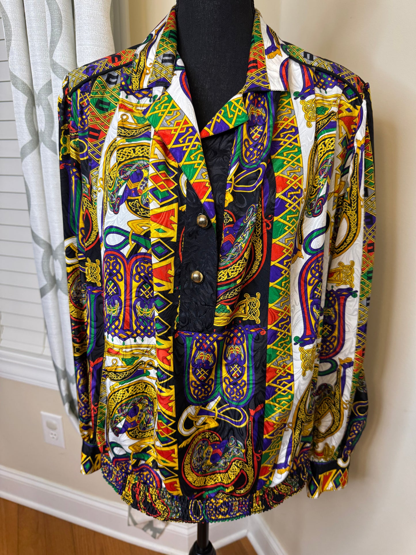 Vtg Three Flags of California Multi Print Shirt