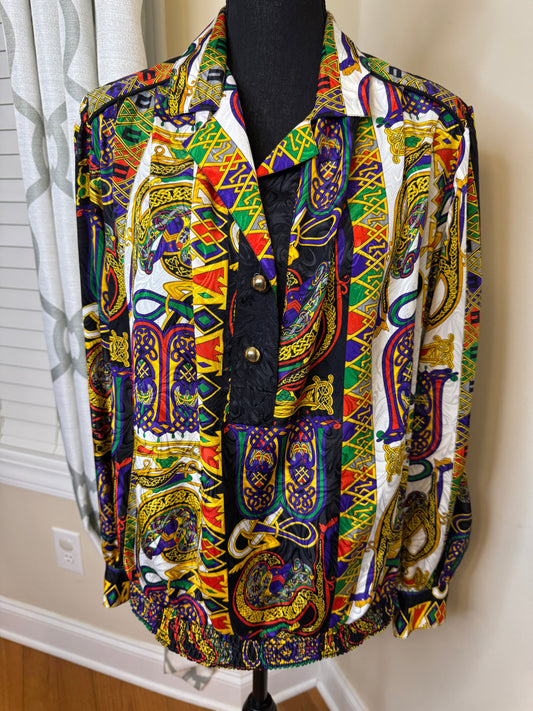 Vtg Three Flags of California Multi Print Shirt