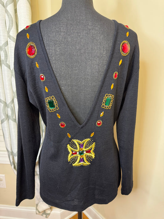 Vtg Collections Bejeweled Sweater Shirt