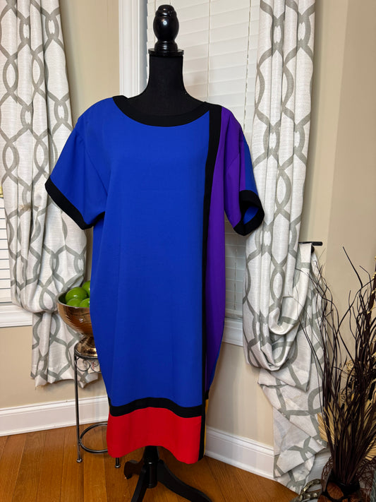 Vtg Pat Argenti Colorblock Dress