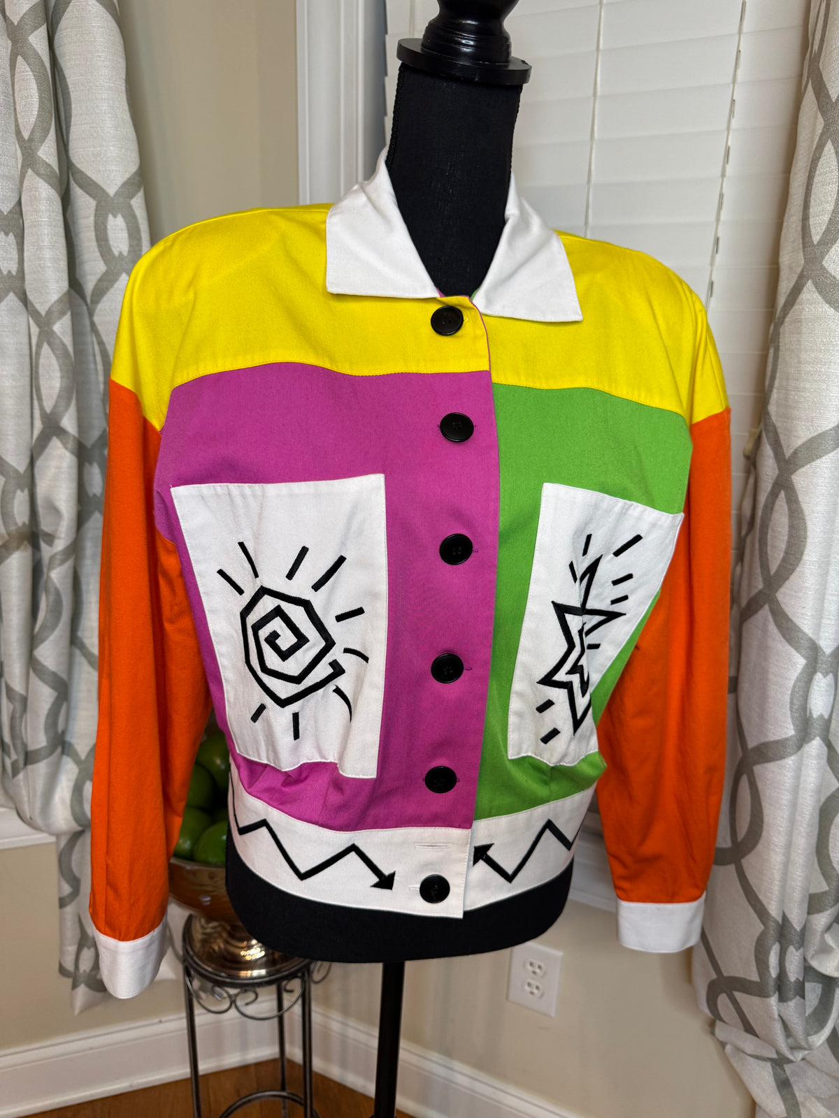 Vtg Sunny Sport Colorblock Embroidered Bomber