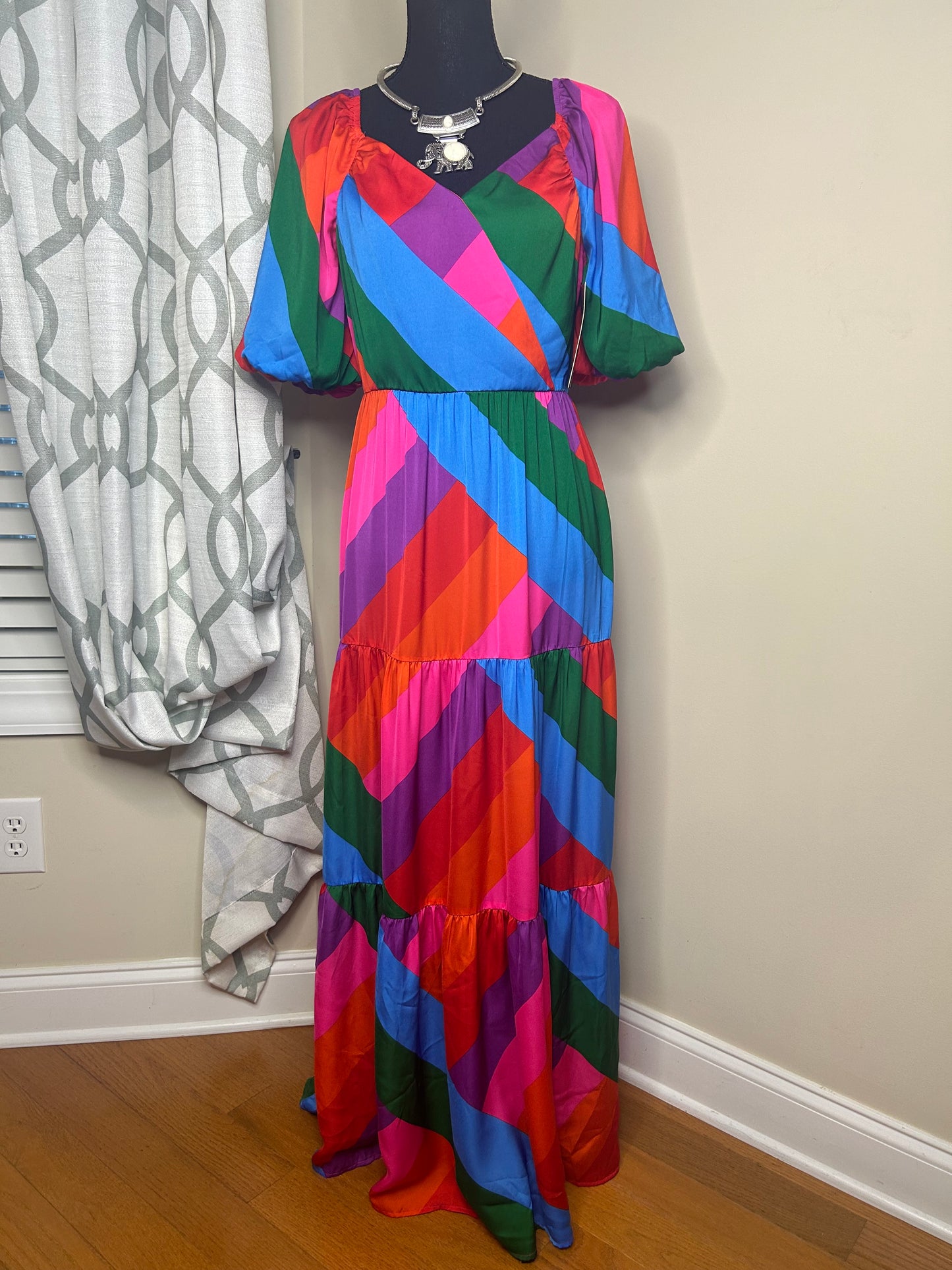 Skies are Blue Rainbow Maxi Dress NWT