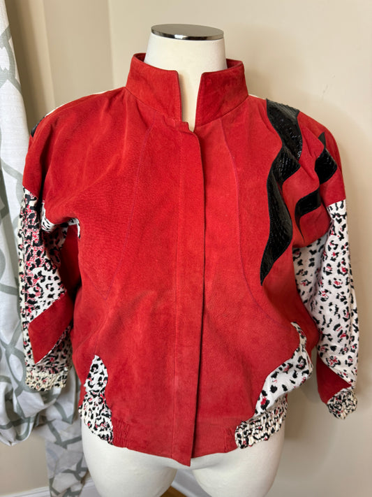 Julian K. Vintage Leopard Print Suede Leather Jacket