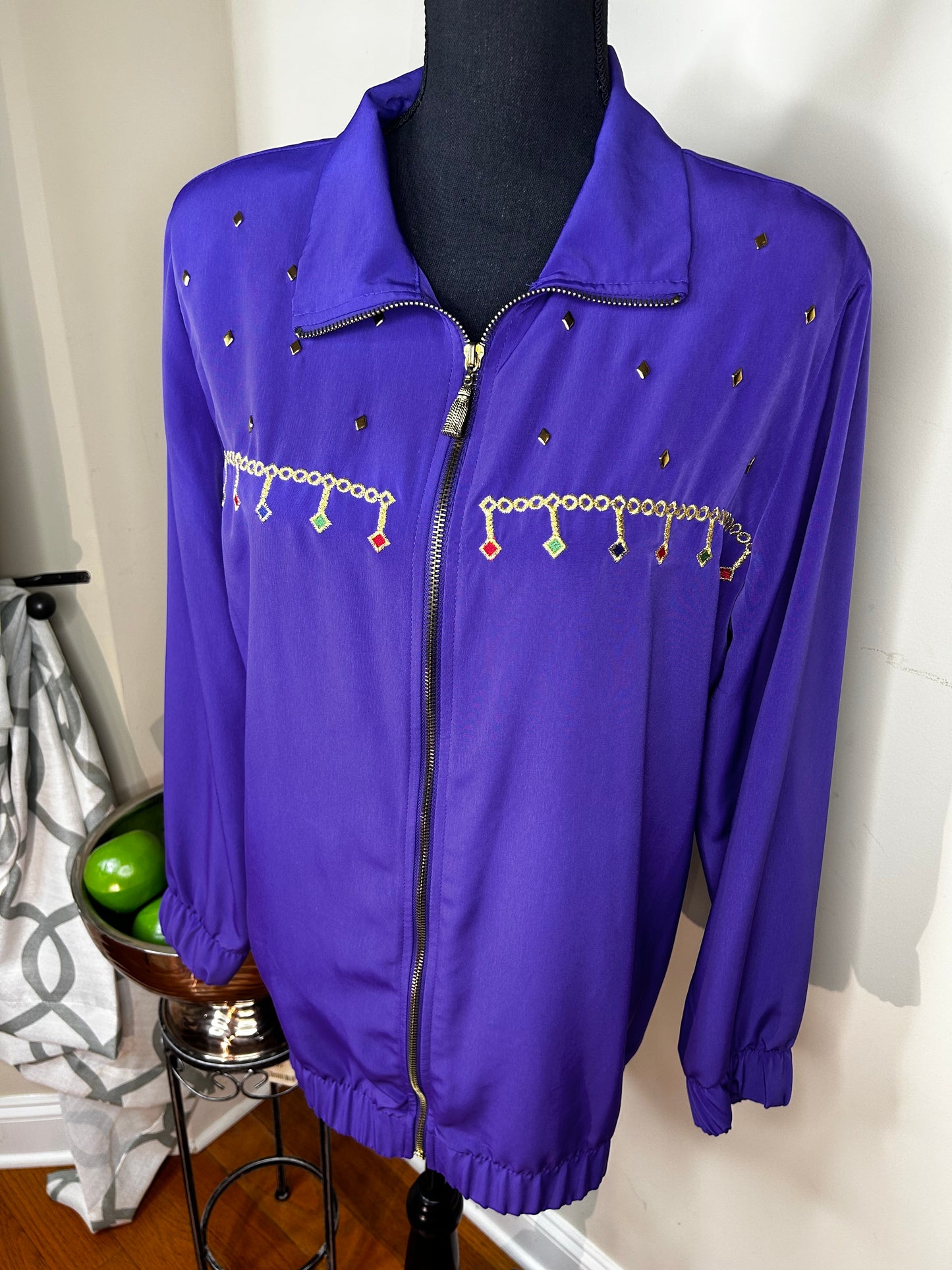 Silver Threads Embroidered and Studded Vintage Bomber