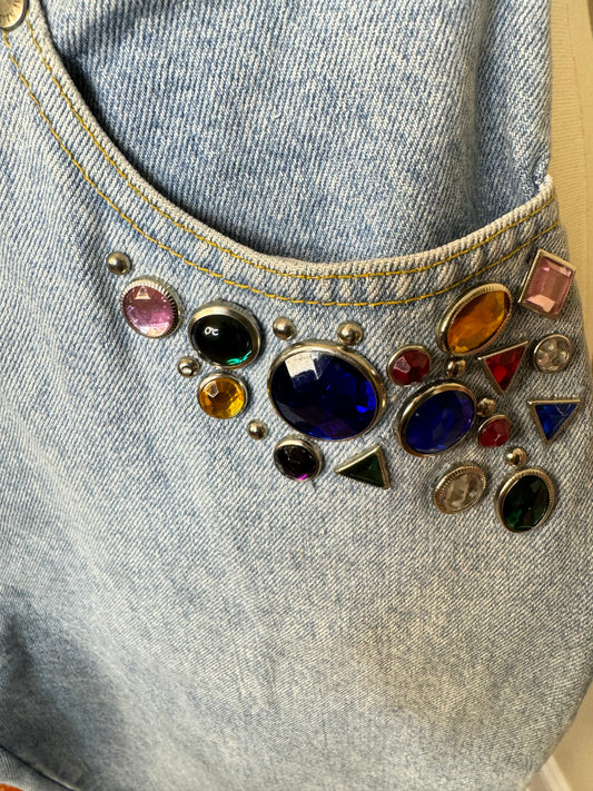 Nada Nuff Vintage Multicolored Bejeweled Jeans