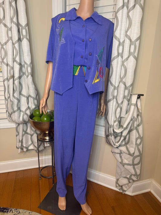 City Girl Sport Vintage 3-Piece Pants Set with Matching Belt