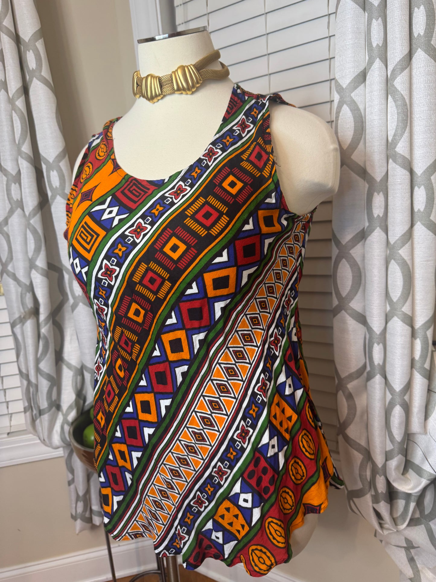 Vintage Abstract Print Tank Top