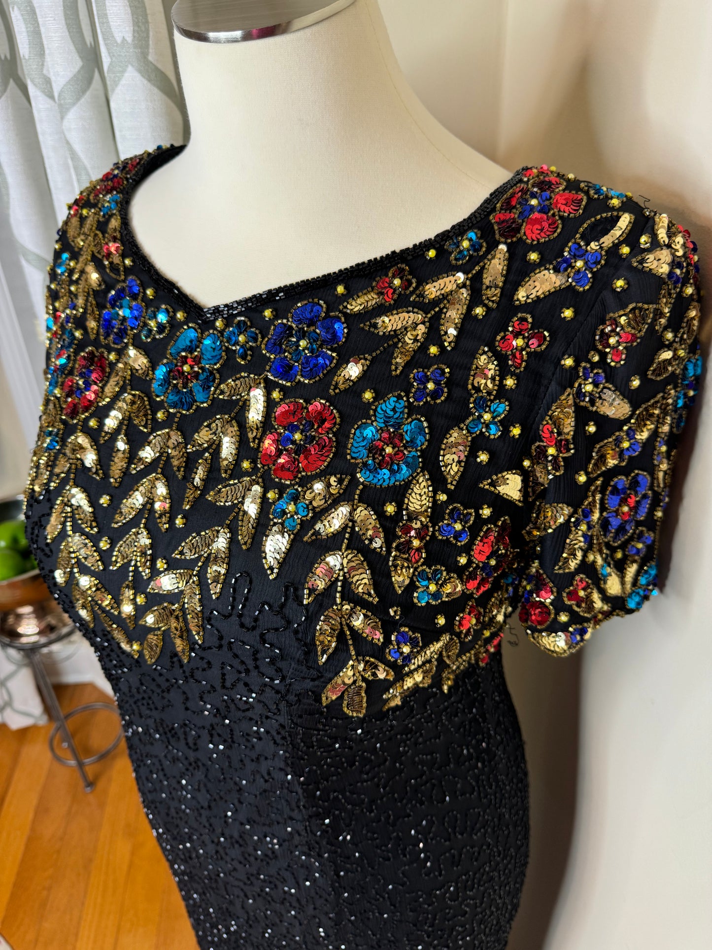 Patra Vintage Sequin Formal Dress Maxi Length
