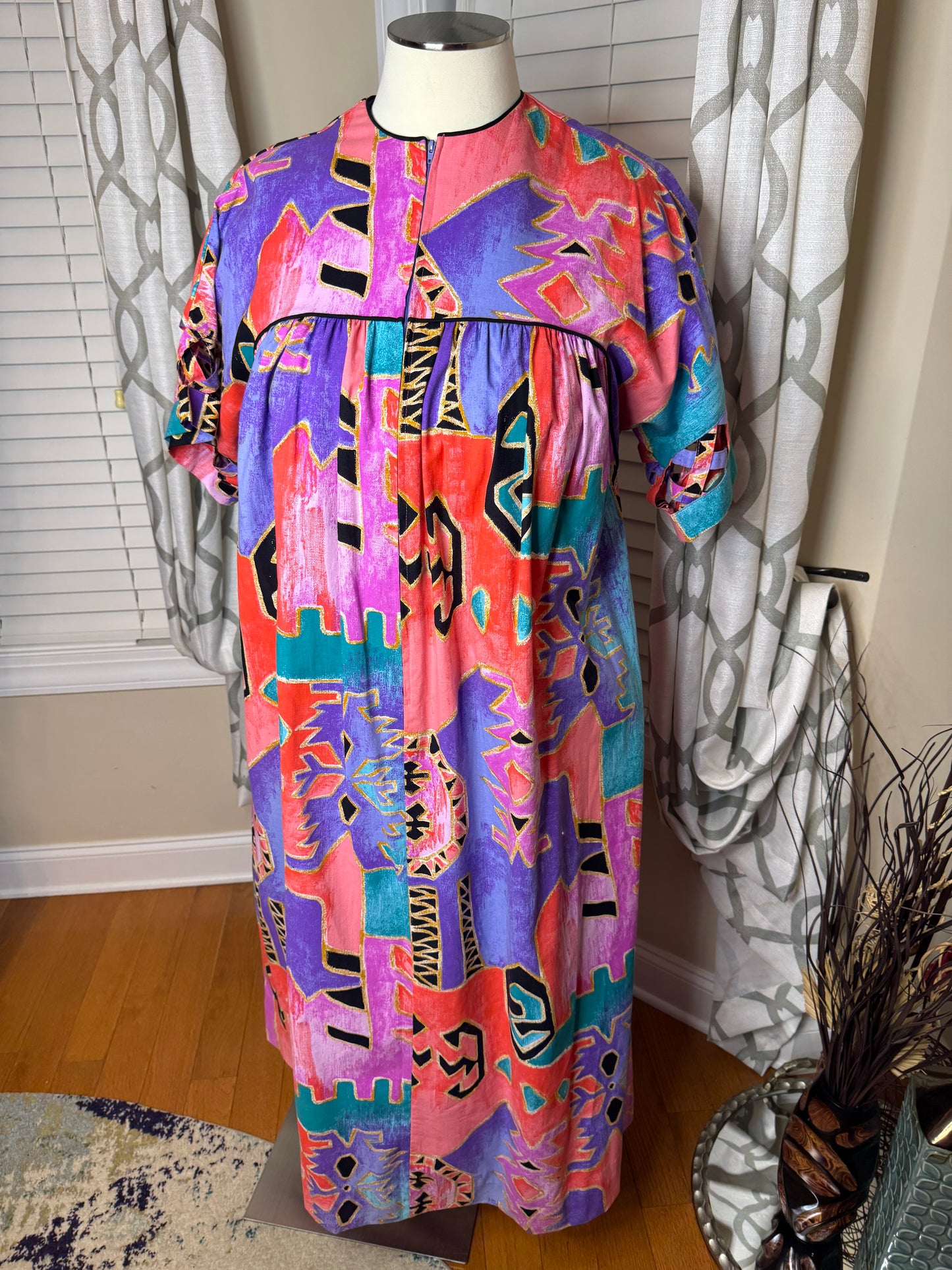 Vintage David Brown of California Abstract Print Kaftan