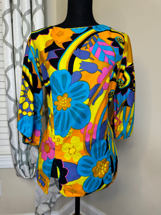 Vtg Sunny South Multicolor Floral Shirt