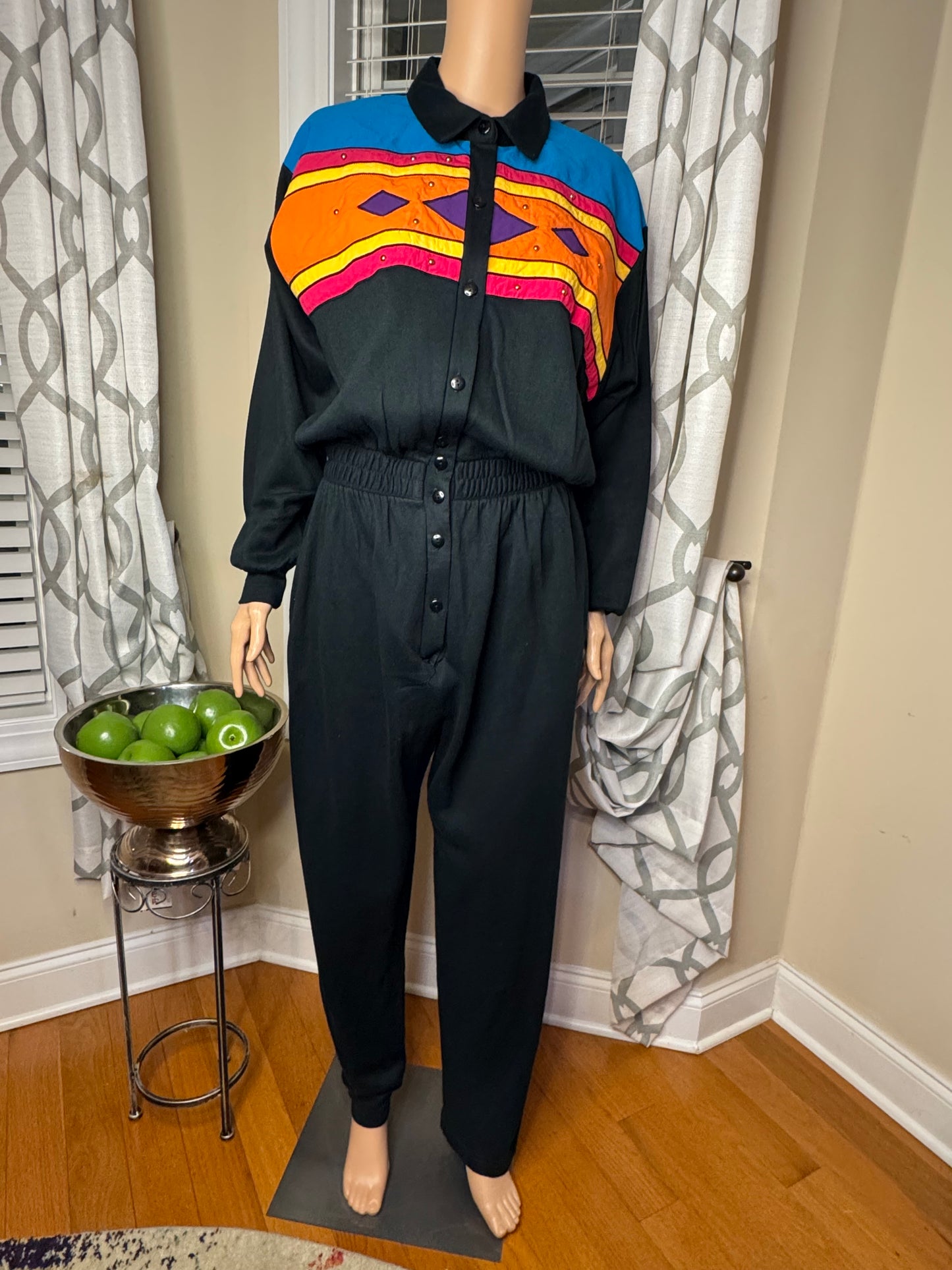 Vtg Colorblock Romper
