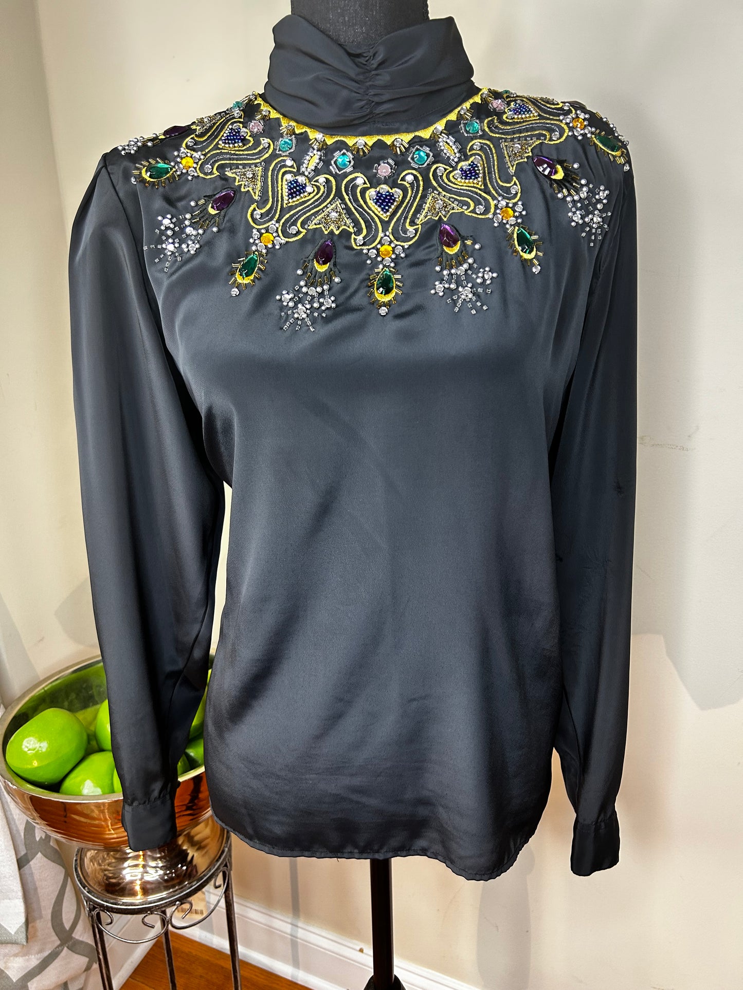 Lindsey Blake Vintage Bejeweled and Embroidered Shirt