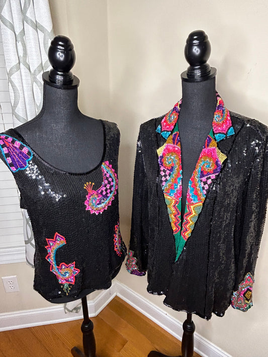 Judith Ann Plus Sequin Blazer with Matching Tank Top