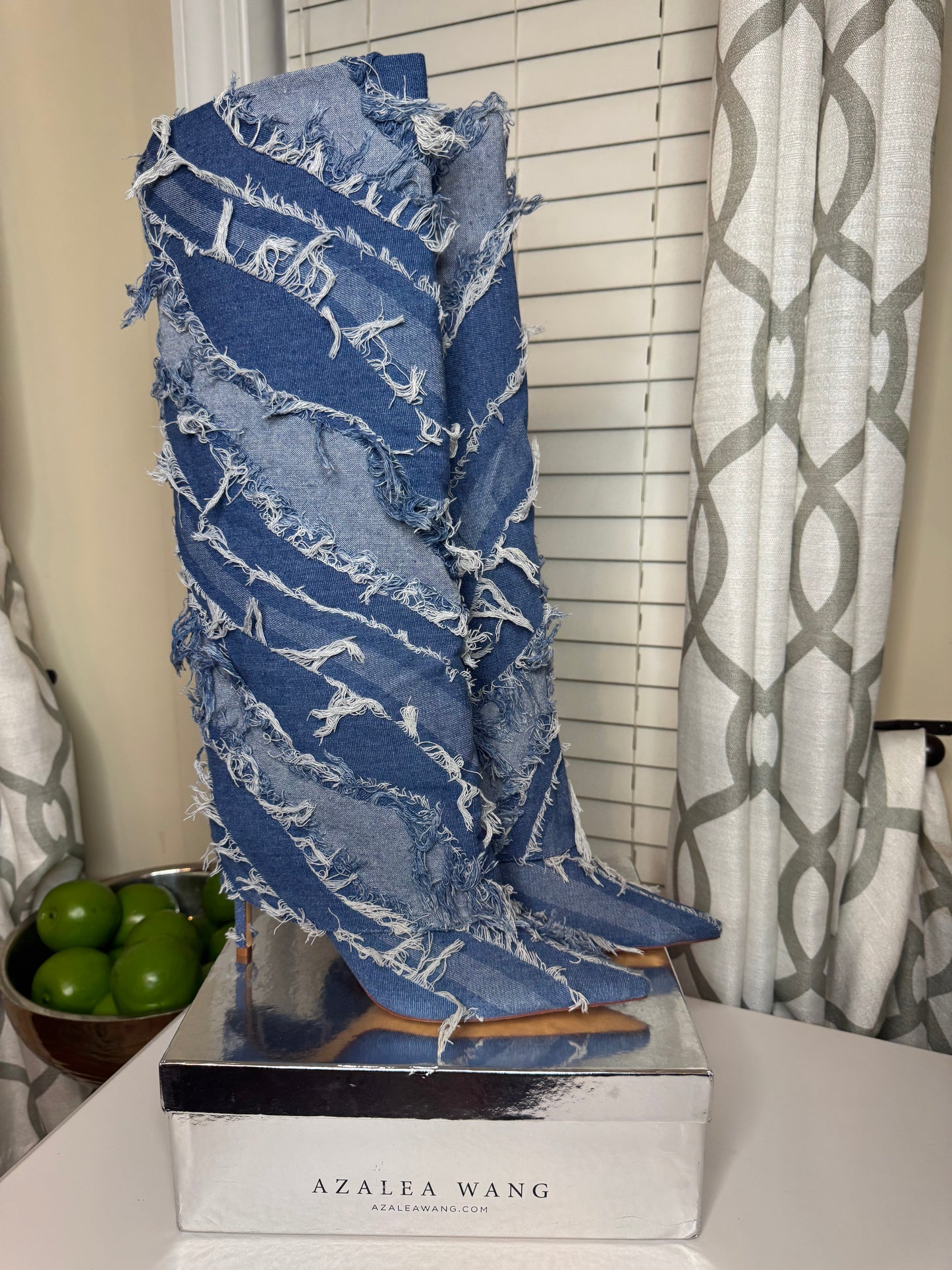 Azalea Wang Distressed Denim Boots