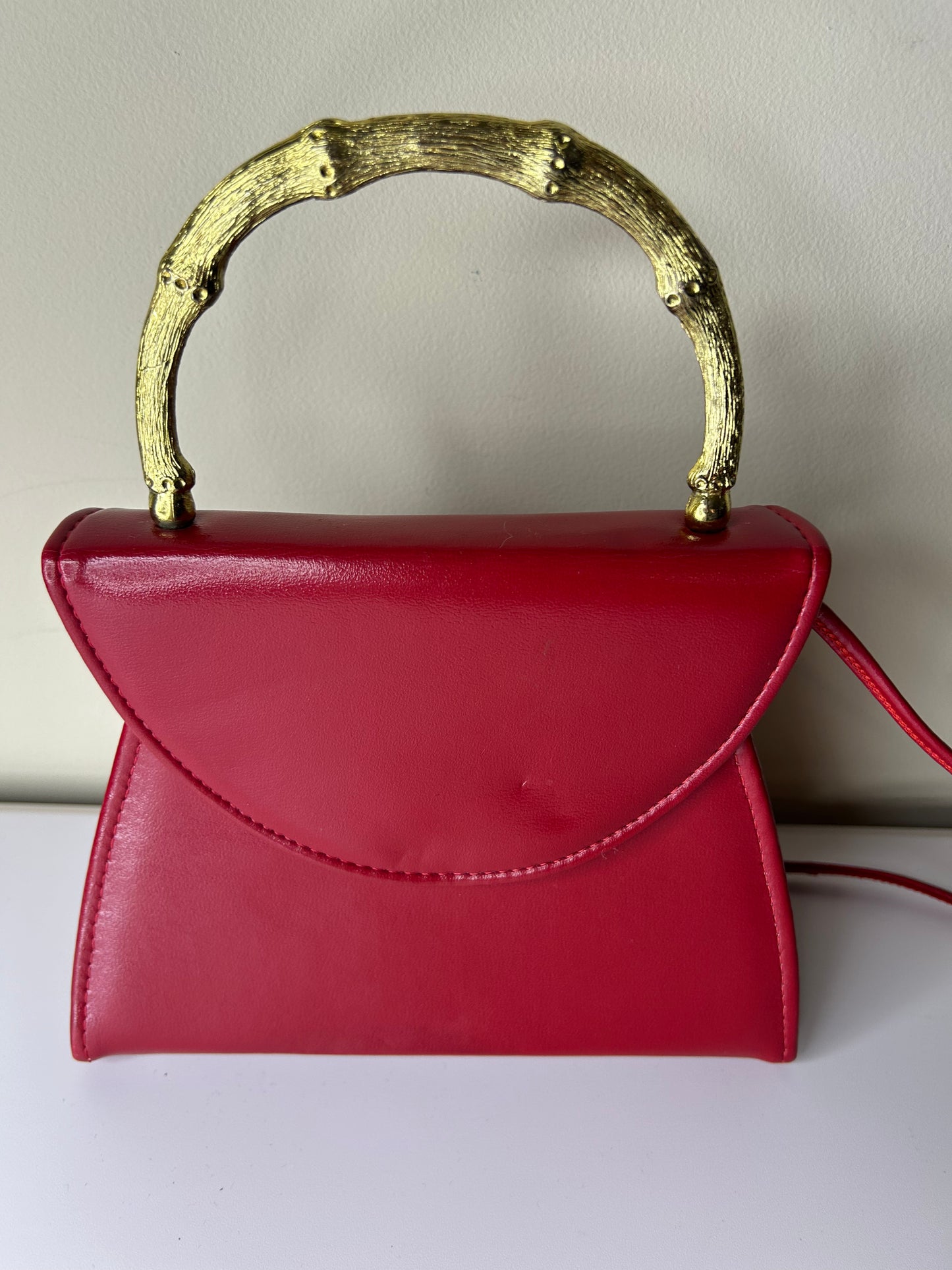 Vintage Leather Purse with Gold Handle