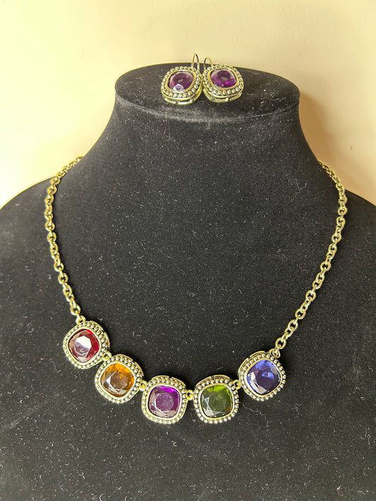 Vintage Avon Collections Multicolored Necklace and Earring Set