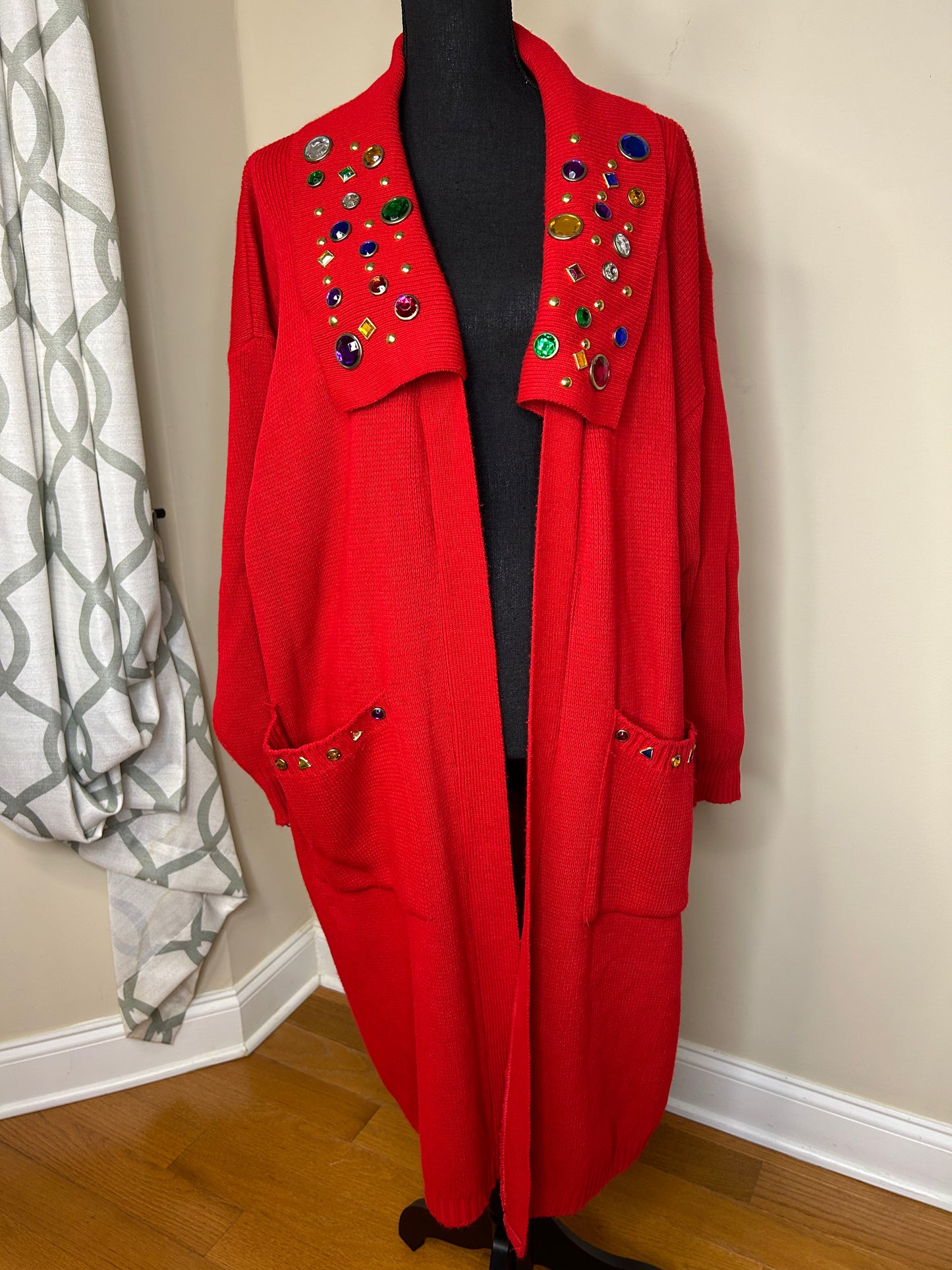 Red Essence Colorful Bejeweled Duster