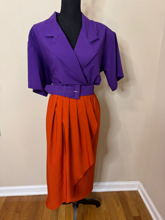 Vtg Southern Lady Two Tone Dress