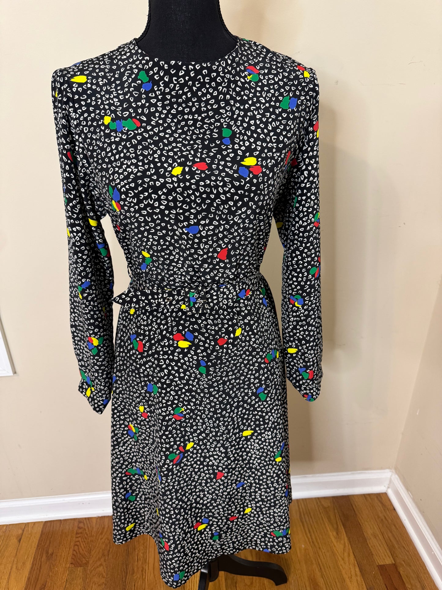 Vtg Multicolor Abstract Print Dress