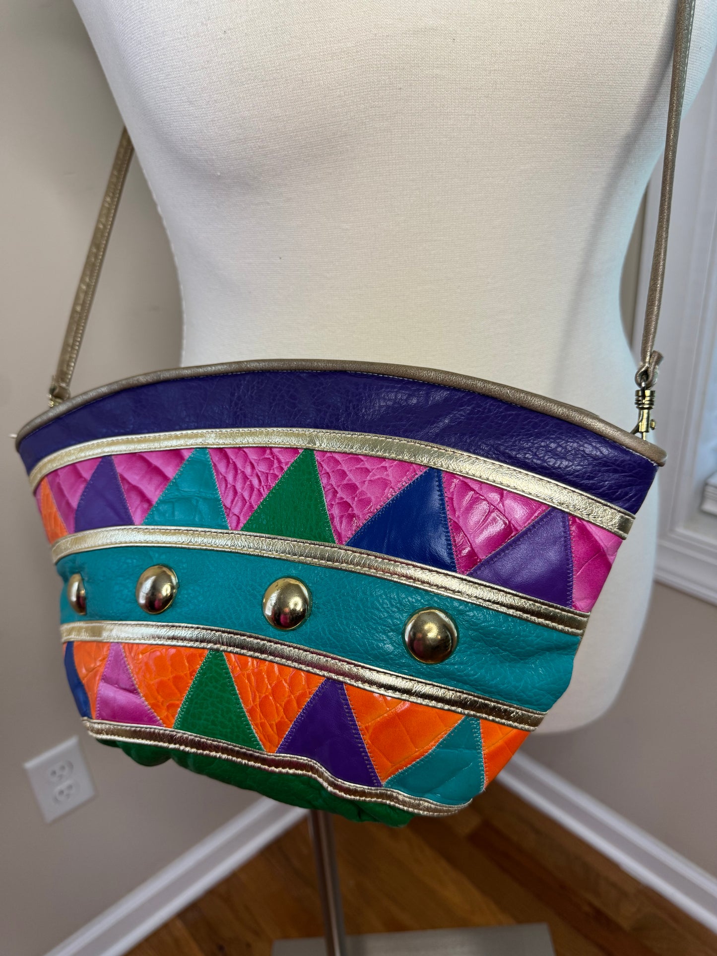 Vtg Colorblock and Metallic Purse