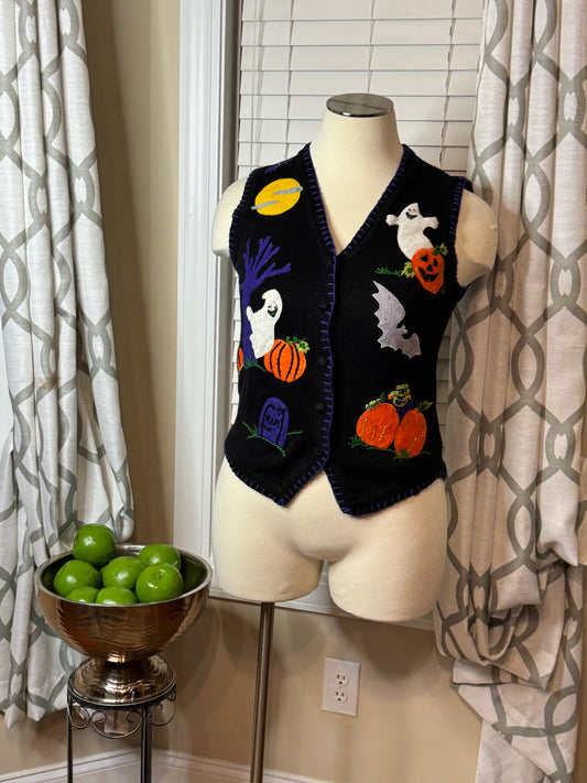 Studio Collection Halloween Embroidered Sweater Vest