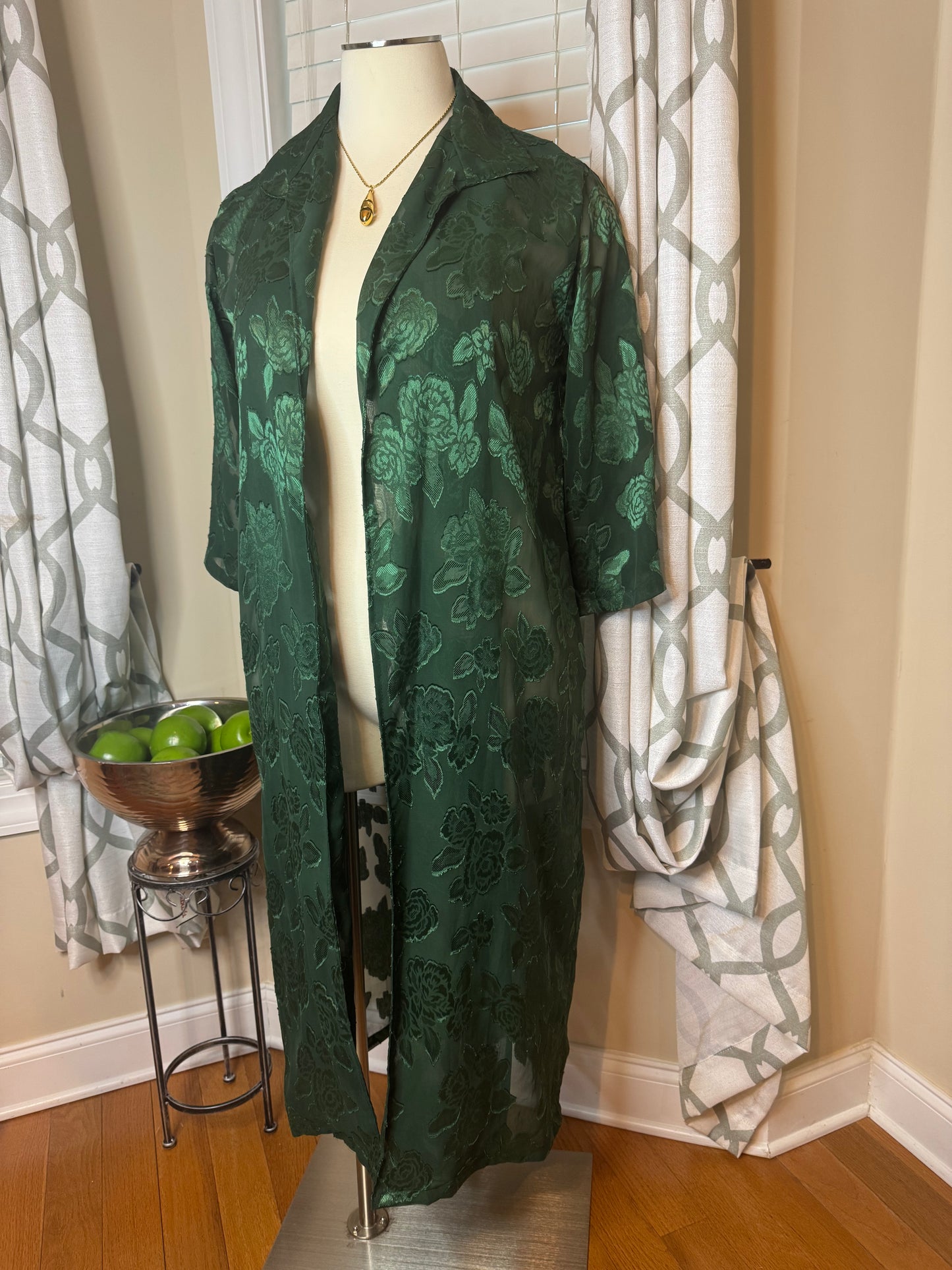 Floral Embossed Open Duster
