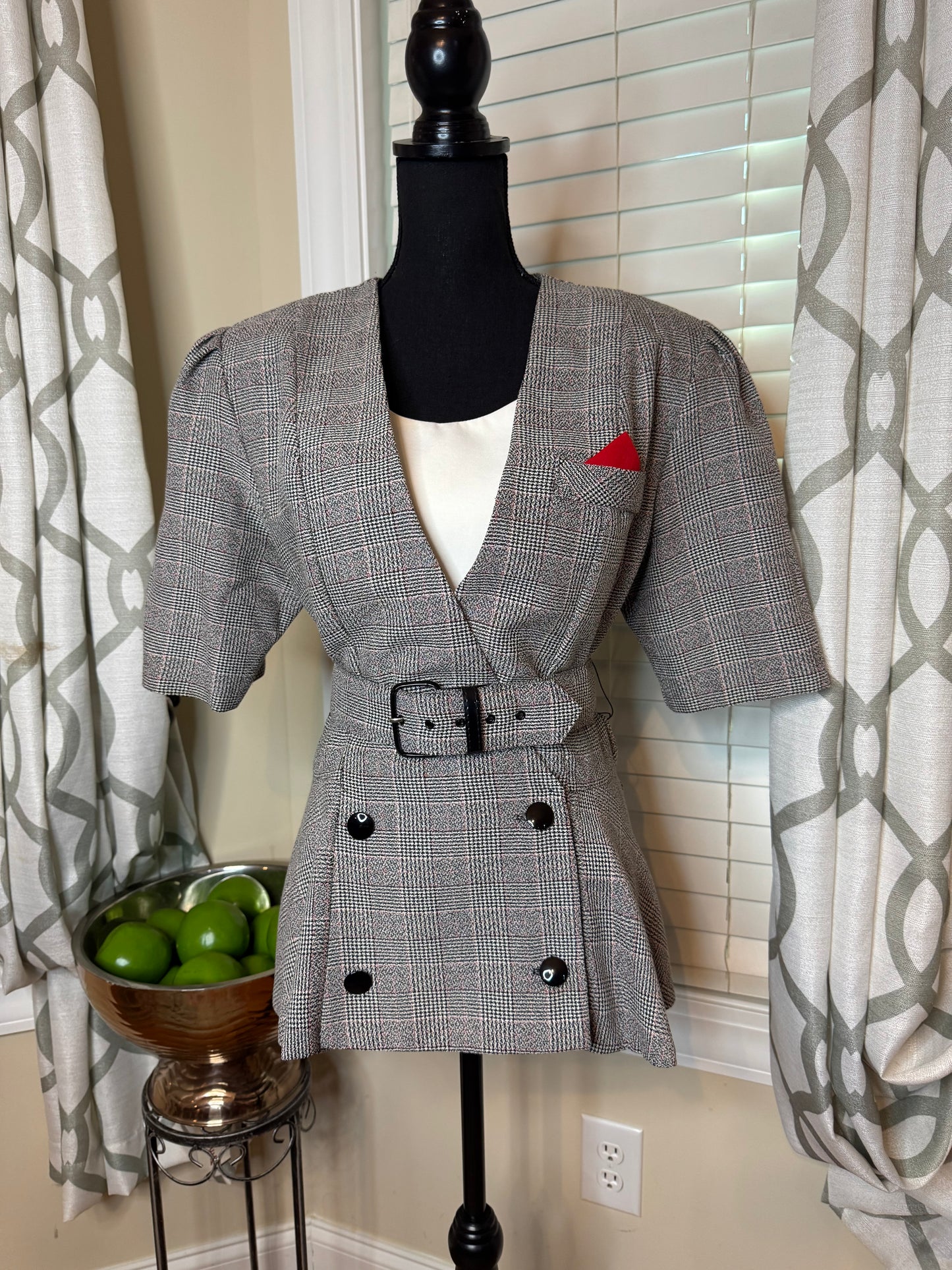 Vintage Peplum Top with Belt