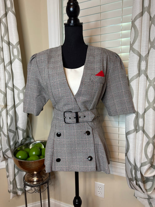 Vintage Peplum Top with Belt