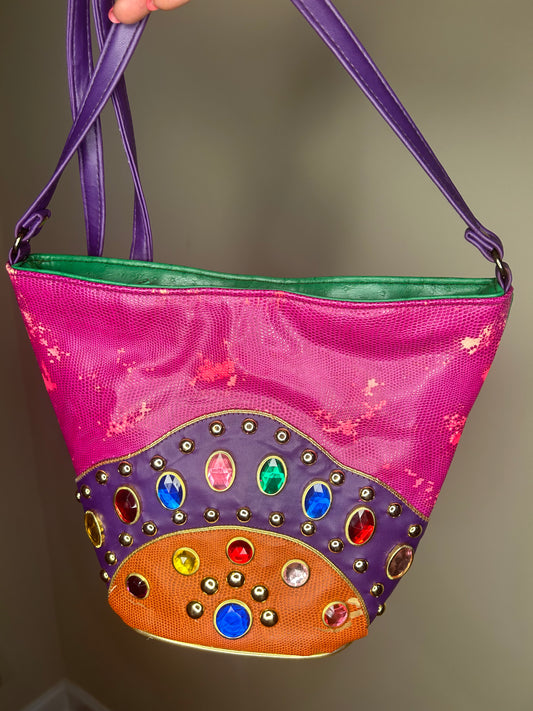 Vintage Bejeweled Colorblock Shoulder Bag (Damaged)