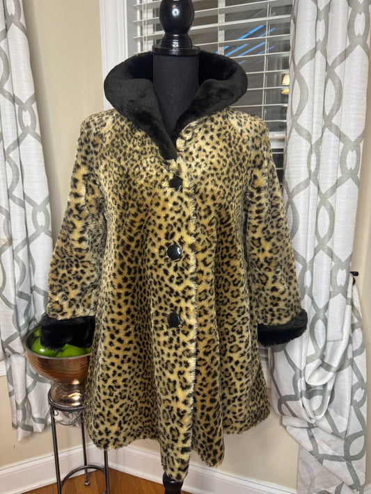 Casual Time Faux Fur Animal Print Coat