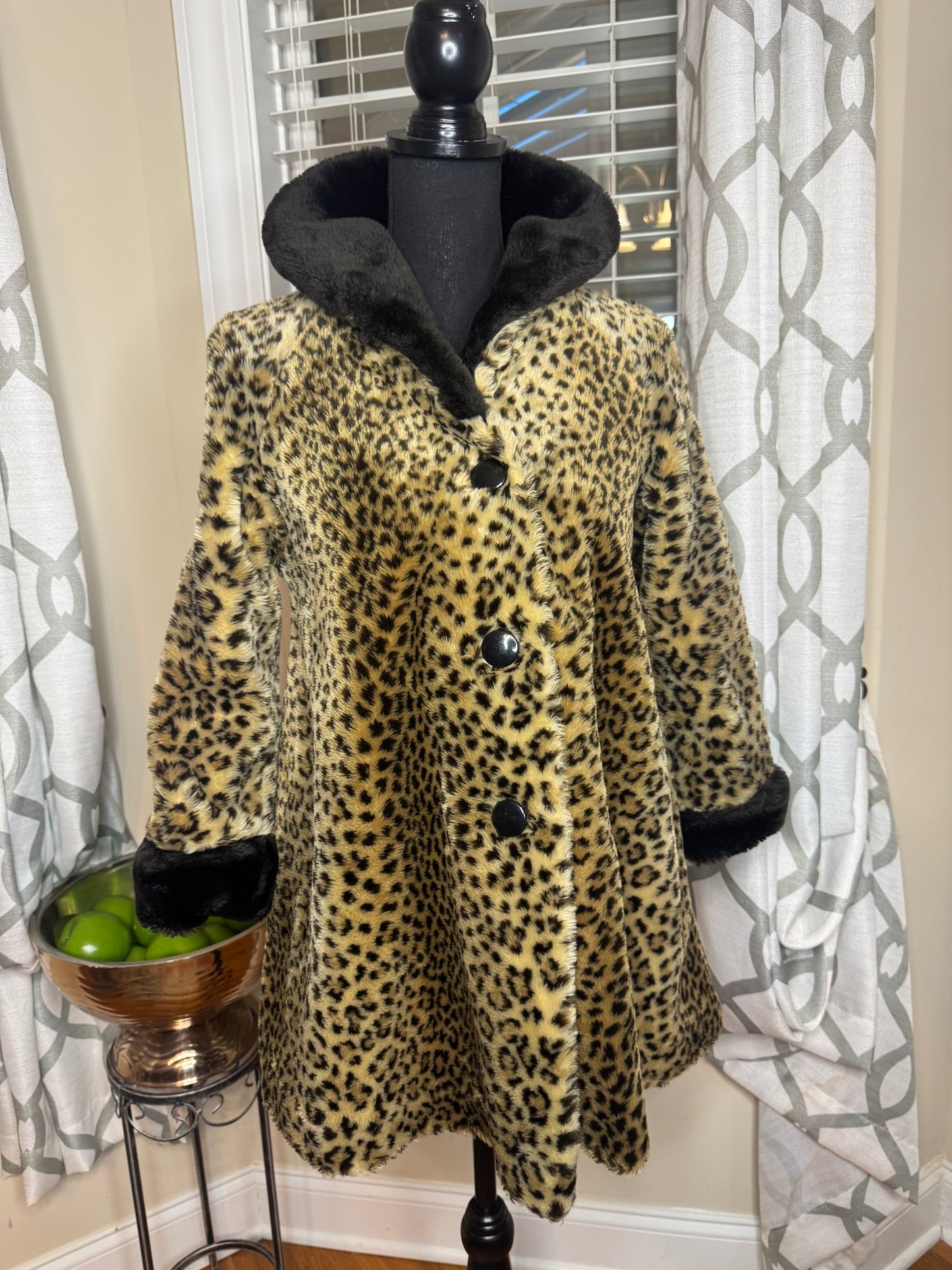 Casual Time Faux Fur Animal Print Coat