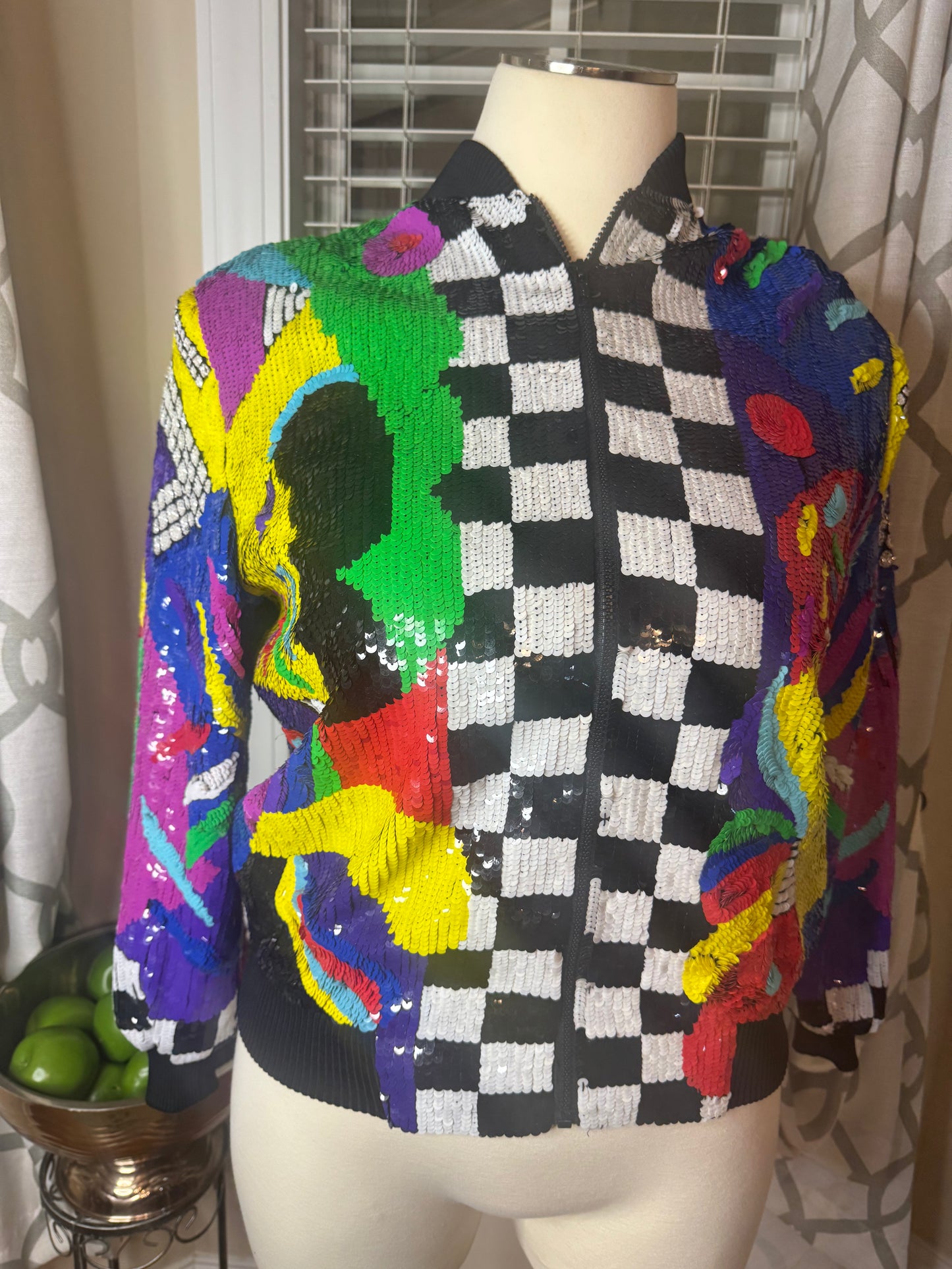 Lawrence Kazar Multicolored Sequin Bomber