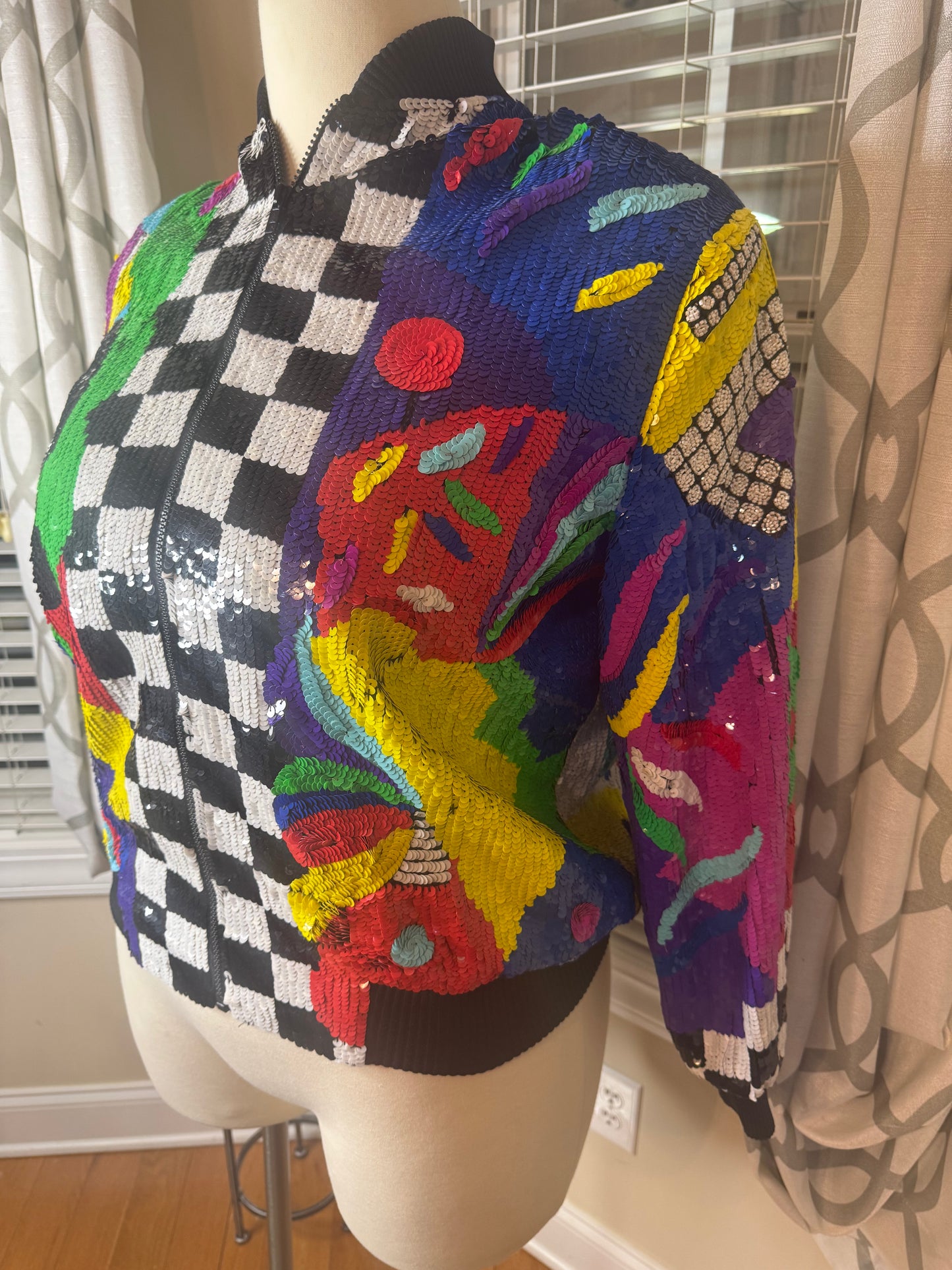 Lawrence Kazar Multicolored Sequin Bomber