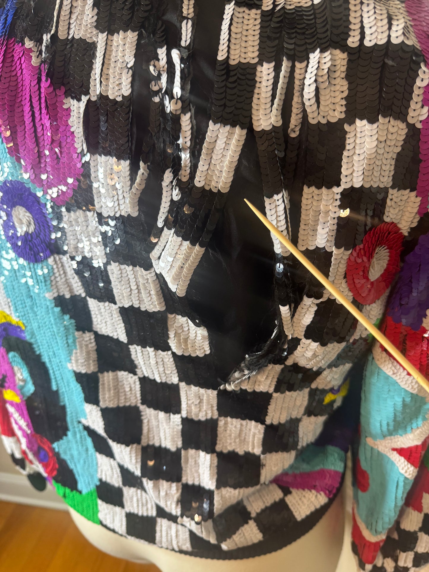 Lawrence Kazar Multicolored Sequin Bomber