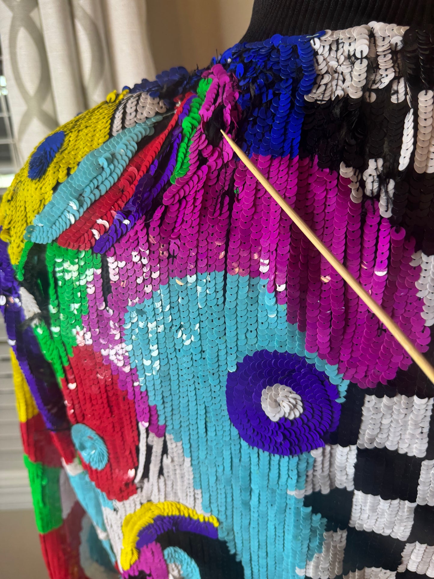 Lawrence Kazar Multicolored Sequin Bomber