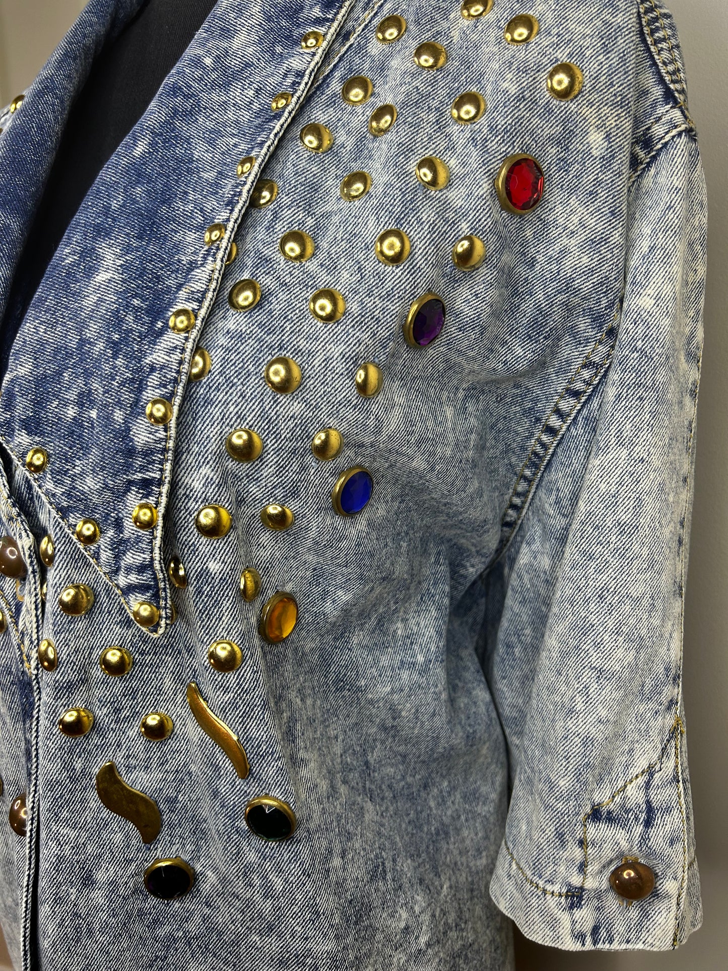 Monique Fashions Bejeweled Denim Shirt