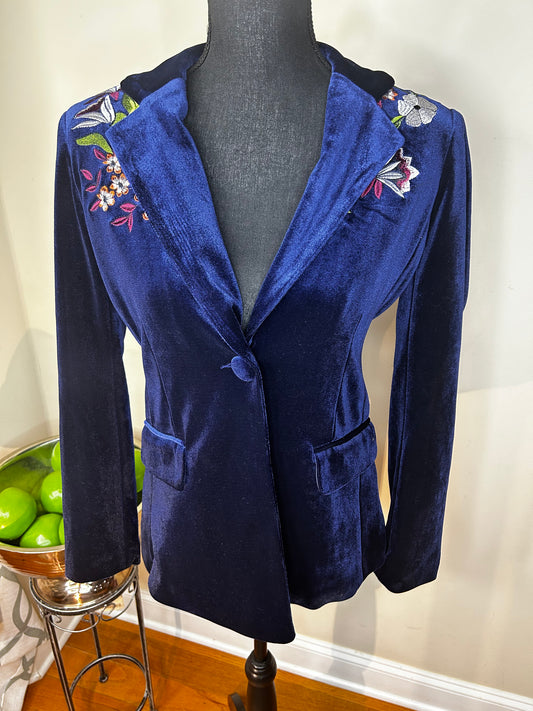 Velvet Colleen Lopez Velvet Embroidered Blazer (NWOT)