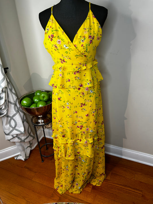 Lulus Sunshine Bouquet Yellow Floral Print Maxi Dress