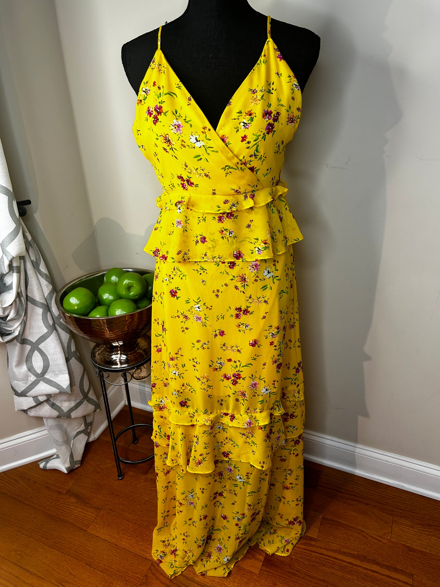 Lulus Sunshine Bouquet Yellow Floral Print Maxi Dress