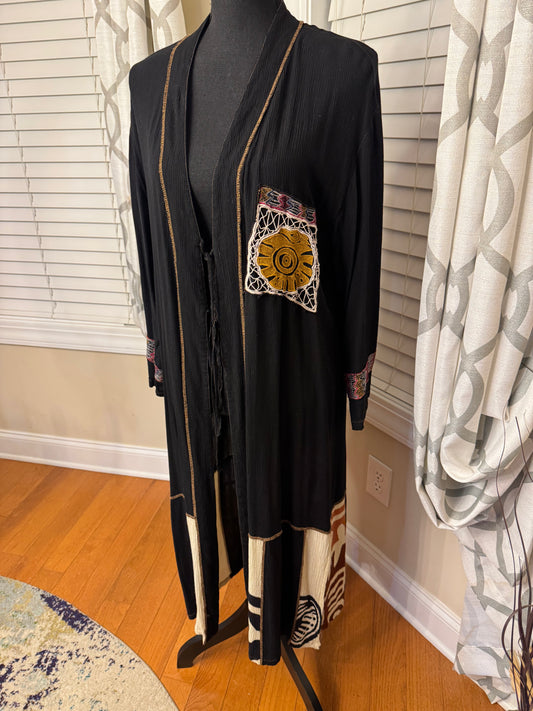Globe Trotter Ethnic Print Tie-Front Duster