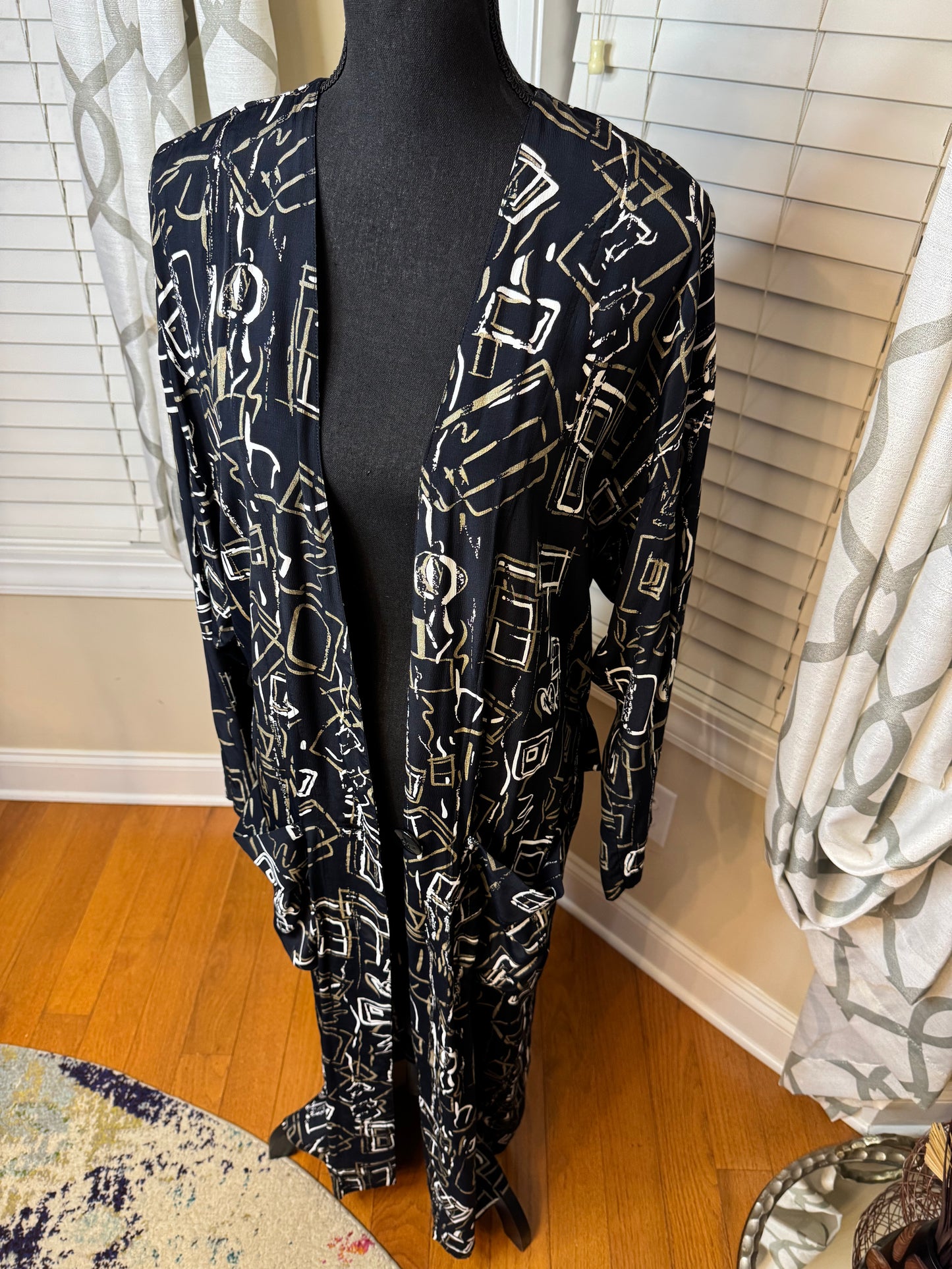 Joan Martin Vintage Duster with Single Button Closure and Adjustable Back
