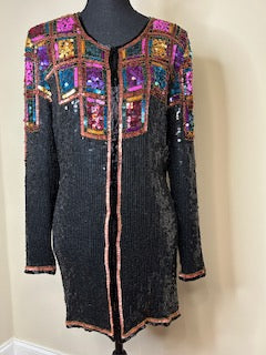 Vtg Jewel Queen Sequin Duster