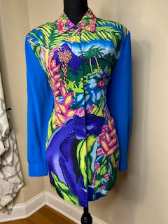 Vintage Diane Gilman Purple Panther Silk Blouse