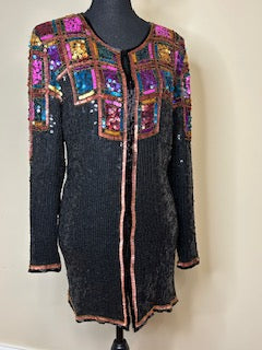 Vtg Jewel Queen Sequin Duster